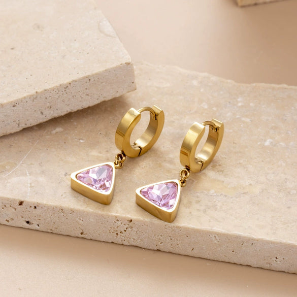 Triangular Zircon Titanium Steel Geometric Women's Earrings