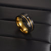 Trinket Neutral Titanium Steel Ring Electroplated Twocolor Black Gold Inlaid With Diamond Geometric Style