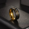 Trinket Neutral Titanium Steel Ring Electroplated Twocolor Black Gold Inlaid With Diamond Geometric Style