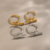 Tshaped Geometric Zircon Pendant Earrings Stainless Steel With Vacuum Pvd Gold Plating Women's French Retro Style