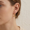 Tshaped Geometric Zircon Pendant Earrings Stainless Steel With Vacuum Pvd Gold Plating Women's French Retro Style