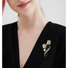 Tulip Flower Brooch Zinc Alloy Electroplated For Unisex
