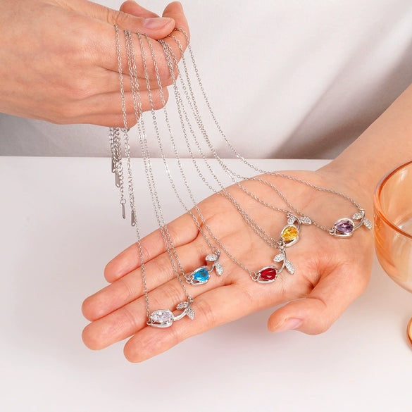 Tulip Flower Necklace Copper Mixed Gemstone Inlay Electroplating O Chain Women's Titanium Steel Accessories