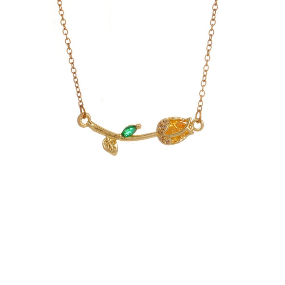 Tulip Flower Necklace Women's Light Luxury Style Copper Electroplating Accessories