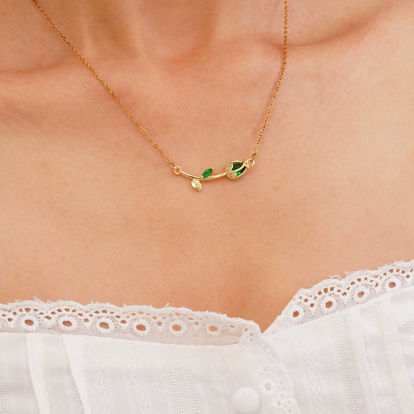 Tulip Flower Necklace Women's Light Luxury Style Copper Electroplating Accessories