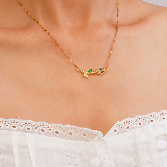 Tulip Flower Necklace Women's Light Luxury Style Copper Electroplating Accessories