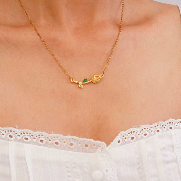 Tulip Flower Necklace Women's Light Luxury Style Copper Electroplating Accessories