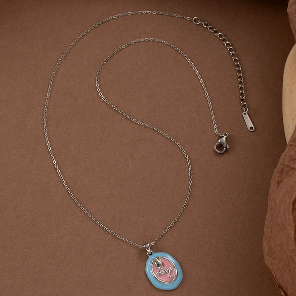 Tulip Flower Titanium Steel And Copper Necklace With Electroplating O Word Chain For Women