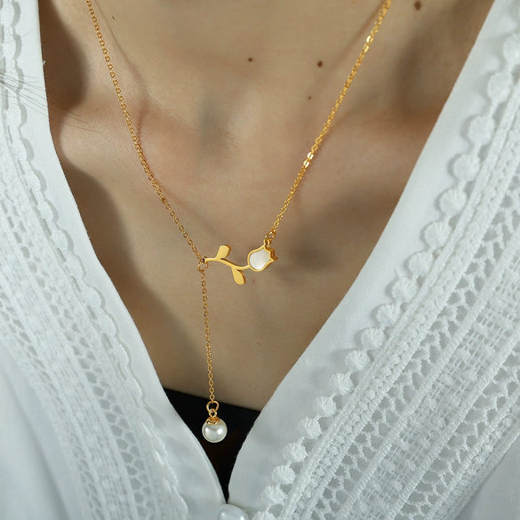 Tulip Flower 316L Stainless Steel Necklace Electroplated Women's Jewelry