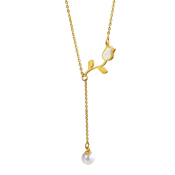 Tulip Flower 316L Stainless Steel Necklace Electroplated Women's Jewelry