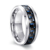 Tungsten Steel Carbon Fiber Inlay Geometric Ring With Electroplated Finish Unisex Fashion Jewelry