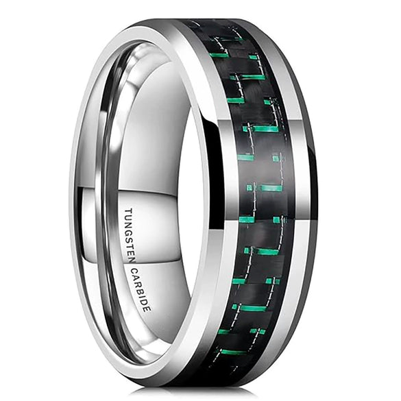Tungsten Steel Carbon Fiber Inlay Geometric Ring With Electroplated Finish Unisex Fashion Jewelry