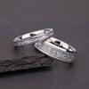 Tungsten Steel Couple Rings With White Gold Electroplating Sandblasted Finish And Silver Foil Inlay Minimalist Geometric Unisex Jewelry