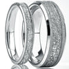 Tungsten Steel Couple Rings With White Gold Electroplating Sandblasted Finish And Silver Foil Inlay Minimalist Geometric Unisex Jewelry