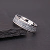 Tungsten Steel Couple Rings With White Gold Electroplating Sandblasted Finish And Silver Foil Inlay Minimalist Geometric Unisex Jewelry