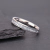 Tungsten Steel Couple Rings With White Gold Electroplating Sandblasted Finish And Silver Foil Inlay Minimalist Geometric Unisex Jewelry