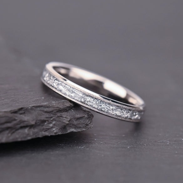 Tungsten Steel Couple Rings With White Gold Electroplating Sandblasted Finish And Silver Foil Inlay Minimalist Geometric Unisex Jewelry