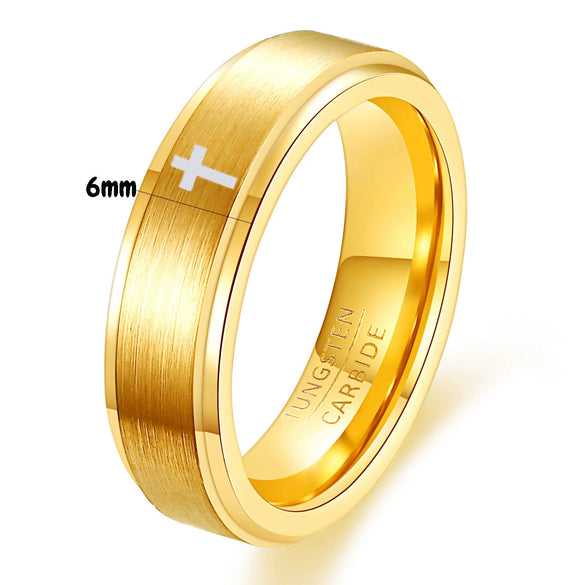 Tungsten Steel Geometric Cross Ring With Laser Engraved Design Electroplated Metal Unisex Jewelry