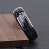 Tungsten Steel Spherical Ring With Gunmetal Black Electroplated Inlay And Meteorite Center Minimalist Geometric Jewelry