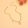 Turquoise Beaded Seahorse Shell Stainless Steel Double Chain Necklace With Animal Pattern And Electroplating