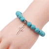 Turquoise Cross Bracelet With Cross Tree Pendant Electroplated Jewelry