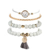 Turquoise Tassel Round Stone Fourpiece Tassel Bracelet Alloy Geometry Electroplated