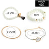 Turquoise Tassel Round Stone Fourpiece Tassel Bracelet Alloy Geometry Electroplated