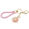 Tweed Style Camellia Metal Car Keychain And Bag Pendant With Diamond Pearl Pendant For Women