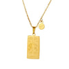 Twelve Constellation Tarot Stainless Steel Titanium Steel Square Gold Inlaid Geometric Necklace