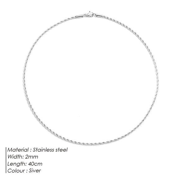 Twist Chain Titanium Steel And Stainless Steel Necklace With Geometric Pattern Gold Plated