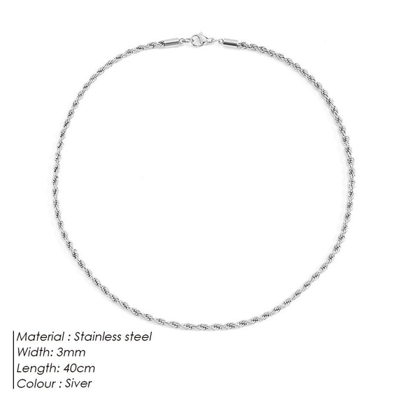 Twist Chain Titanium Steel And Stainless Steel Necklace With Geometric Pattern Gold Plated