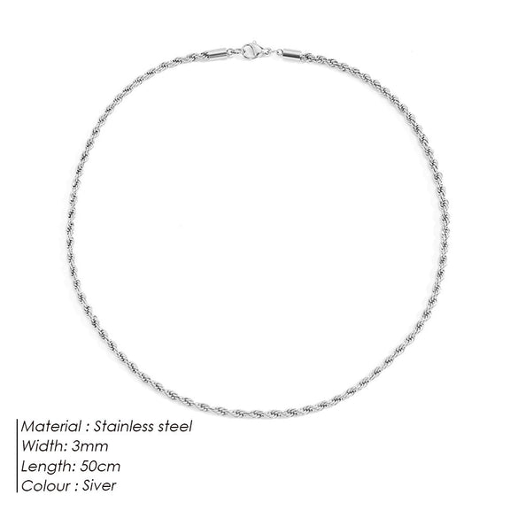 Twist Chain Titanium Steel And Stainless Steel Necklace With Geometric Pattern Gold Plated