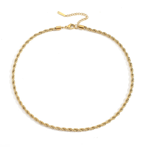 Twist Chain Titanium Steel And Stainless Steel Necklace With Geometric Pattern Gold Plated