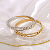 Twist Texture Rectangular Hollow Wide Women's Bracelet In Stainless Steel With 18K Gold Vacuum Plated Geometric Style