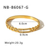 Twist Texture Rectangular Hollow Wide Women's Bracelet In Stainless Steel With 18K Gold Vacuum Plated Geometric Style