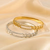 Twist Texture Rectangular Hollow Wide Women's Bracelet In Stainless Steel With 18K Gold Vacuum Plated Geometric Style