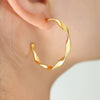 Twisted Ctype Allmatch Earrings For Women Titanium Steel Plated 18K Gold Electroplated Design