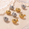 Twisted Hollow Diamond Earrings 316L Stainless Steel 18K Gold Plated Geometric Retro Design For Women
