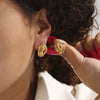 Twisted Hollow Diamond Earrings 316L Stainless Steel 18K Gold Plated Geometric Retro Design For Women