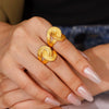 Twisted Stripe Winding Ring Titanium Steel Jewelry 18K Gold Plated Geometric Design For Women