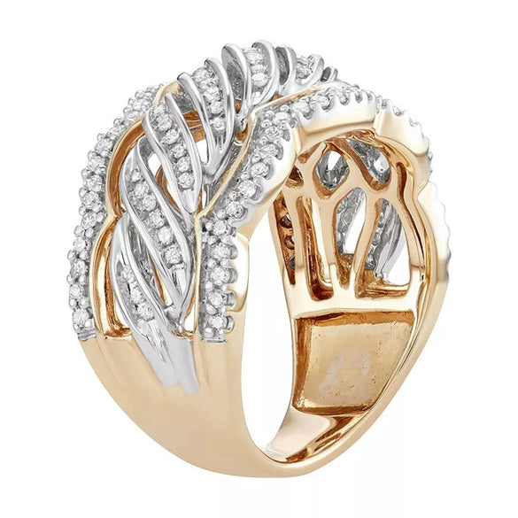 Two Tone Diamond Ring Copper Electroplated Constellation Pattern Elegant Minimalist Fashion Ring For Women And Unisex