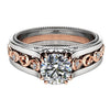 Two Tone Electroplated Hollow Flower Zircon Ring Retro Fashion For Women And Unisex Zinc Alloy