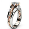 Two Tone Electroplated Hollow Flower Zircon Ring Retro Fashion For Women And Unisex Zinc Alloy