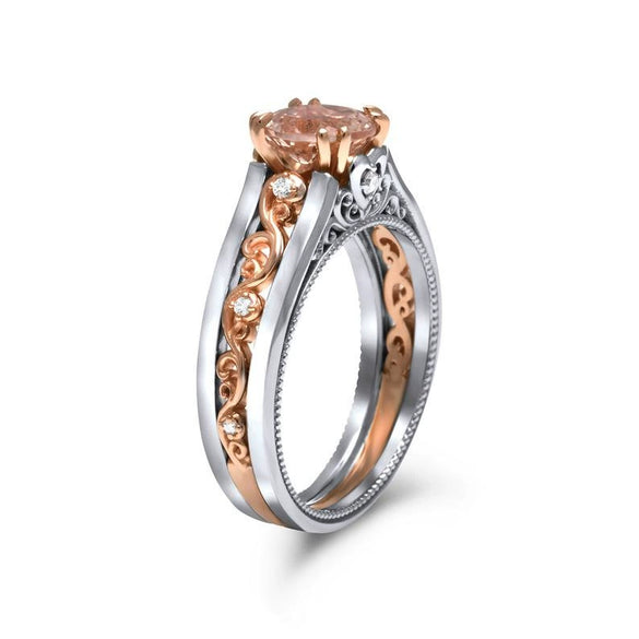 Two Tone Electroplated Hollow Flower Zircon Ring Retro Fashion For Women And Unisex Zinc Alloy
