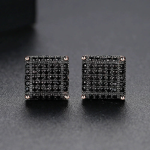 Two Tone Gold Stud Earrings Copper Micro Inlaid Zircon Geometric Fashion Earrings For Women Wholesale