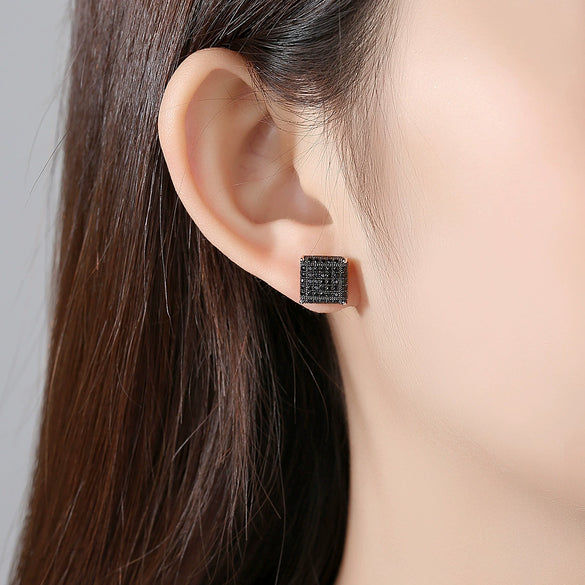 Two Tone Gold Stud Earrings Copper Micro Inlaid Zircon Geometric Fashion Earrings For Women Wholesale