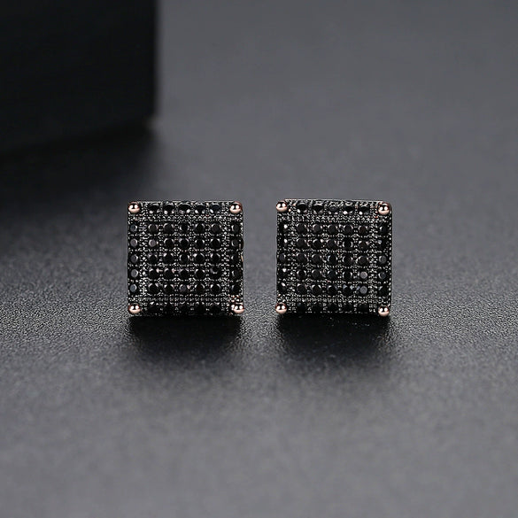 Two Tone Gold Stud Earrings Copper Micro Inlaid Zircon Geometric Fashion Earrings For Women Wholesale