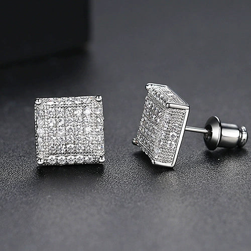 Two Tone Gold Stud Earrings Copper Micro Inlaid Zircon Geometric Fashion Earrings For Women Wholesale