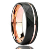 Twotone Tungsten Steel Couple Ring With Rose Gold And Black Diamondshaped Sand Texture Casual Unisex Jewelry