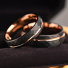 Twotone Tungsten Steel Couple Ring With Rose Gold And Black Diamondshaped Sand Texture Casual Unisex Jewelry